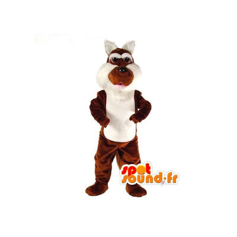 Bruin en wit konijn mascotte - Konijnenpak Plush - MASFR003106 - Mascot konijnen