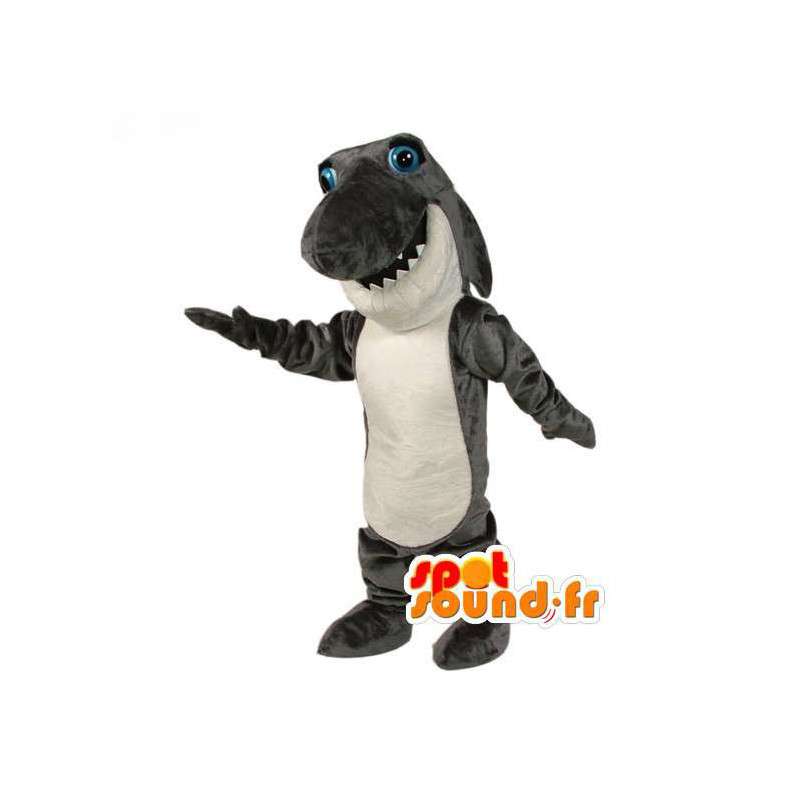 Plyschgrå hajmaskot - hajdräkt - Spotsound maskot