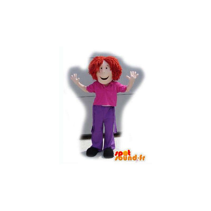 Mascot chica pelirroja vestida de rosa y púrpura - MASFR003123 - Chicas y chicos de mascotas