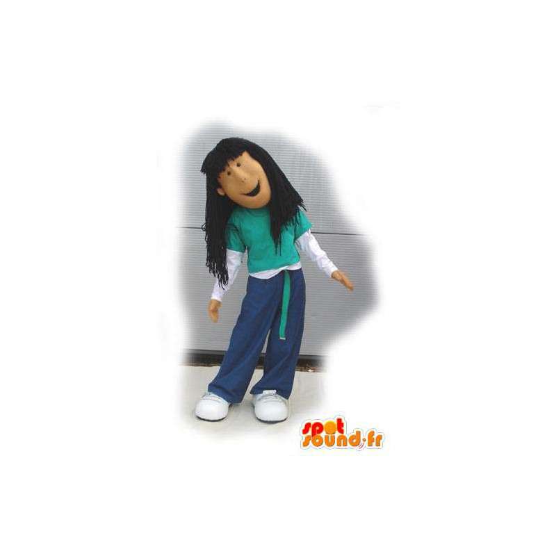 Menina marrom estilo mascote hip-hop - Traje de hip-hop - MASFR003124 - Mascotes Boys and Girls