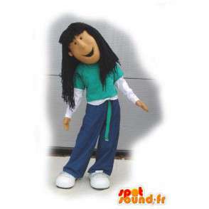 Menina marrom estilo mascote hip-hop - Traje de hip-hop - MASFR003124 - Mascotes Boys and Girls