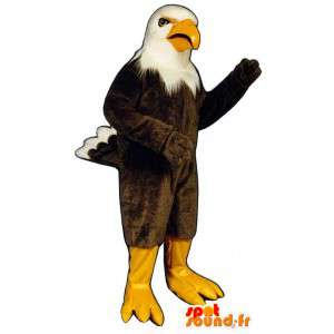 Mascotte d'aigle marron blanc et jaune - Costume d'aigle - MASFR003140 - Mascotte d'oiseaux