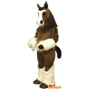 Hnědé a bílé koně maskot - Jízda Kostým plyšový - MASFR003152 - Mascottes Cheval