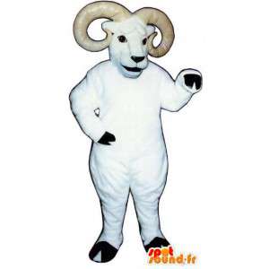 Witte ram mascotte met zijn hoorns - ram Costume - Mascotte van de stier - MASFR003158 - SpotSound.fr