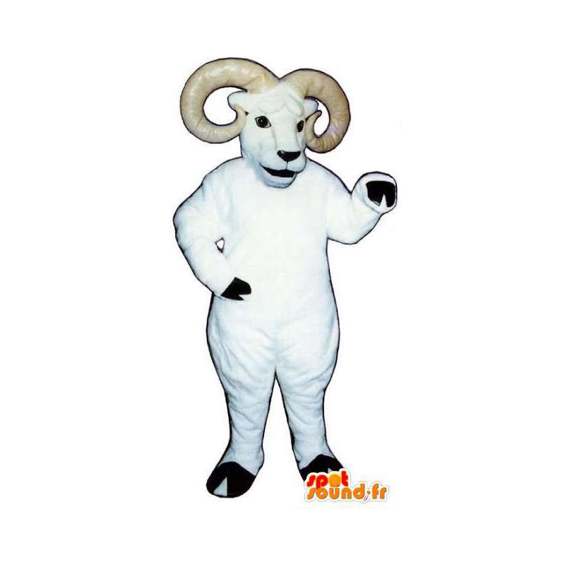 Witte ram mascotte met zijn hoorns - ram Costume - Mascotte van de stier - MASFR003158 - SpotSound.fr