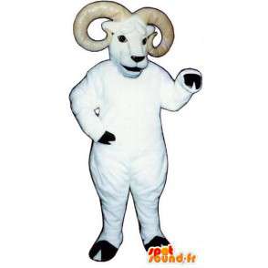 Witte ram mascotte met zijn hoorns - ram Costume - Mascotte van de stier - MASFR003158 - SpotSound.fr