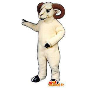 Witte ram mascotte met zijn hoorns - ram Costume - Mascotte van de stier - MASFR003161 - SpotSound.fr