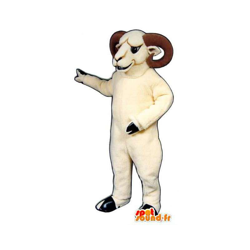 Mascot carnero blanco con cuernos - ram vestuario - MASFR003161 - Mascota de toro