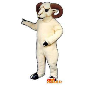 Witte ram mascotte met zijn hoorns - ram Costume - Mascotte van de stier - MASFR003161 - SpotSound.fr