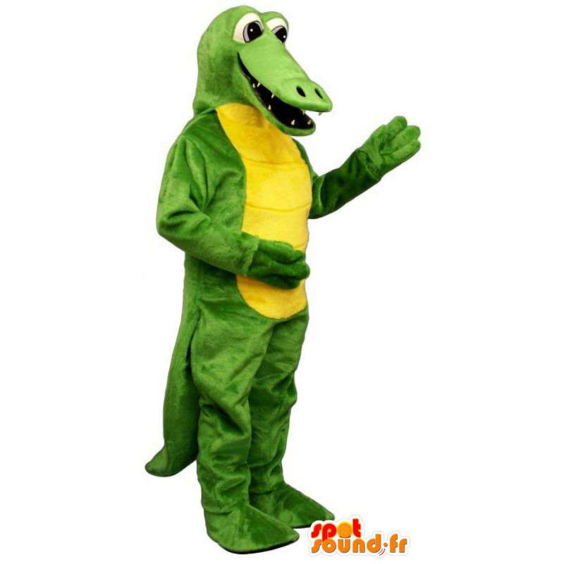 Gul och grön krokodilmaskot - Krokodildräkt - Spotsound maskot