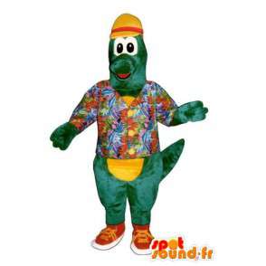 Dinosaur mascotte coccodrillo verde vestito a festa - MASFR003172 - Mascotte di coccodrilli