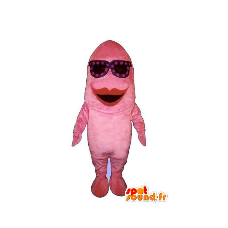 Fluorescent pink fish mascot - Costume funny fish - MASFR003179 - Mascots fish
