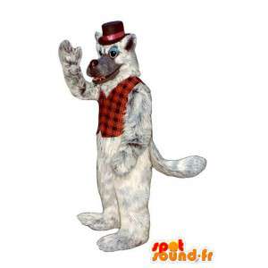 Mascotte de loup gris et blanc - Costume de loup poilu - MASFR003184 - Mascottes Loup