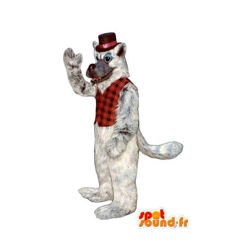 Mascotte de loup gris et blanc - Costume de loup poilu - MASFR003184 - Mascottes Loup