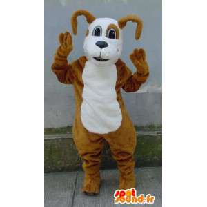 Beige en witte hond mascotte teddy - Dog Costume - MASFR003188 - Dog Mascottes