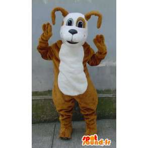 Mascotte de chien beige et blanc en peluche - Costume de chien - MASFR003188 - Mascottes de chien