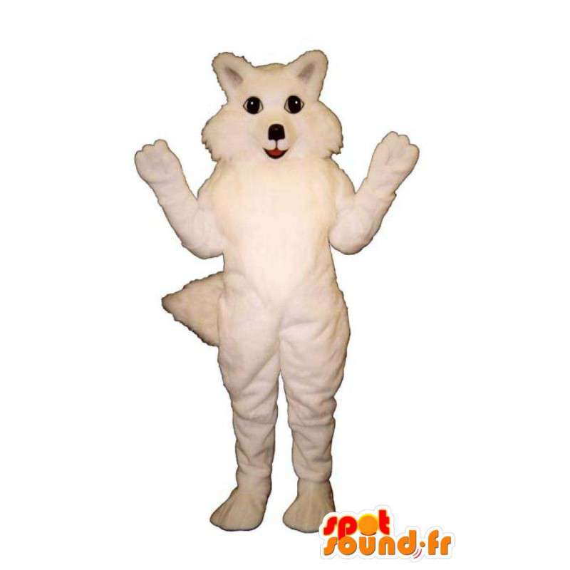Mascote raposa branca, cabeludo - Traje Fox - MASFR003189 - Fox Mascotes