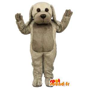Plys grå hundemaskot - beige grå hundedragt - Spotsound maskot