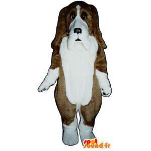 Brun och vit bassetmaskot - Hunddräkt - Spotsound maskot