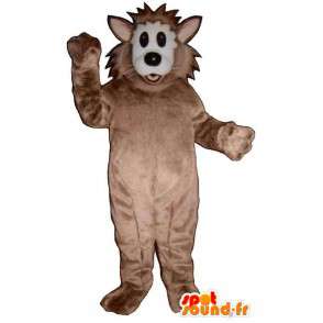 茶色と白のぬいぐるみオオカミのマスコット-オオカミの衣装-MASFR003197-オオカミのマスコット