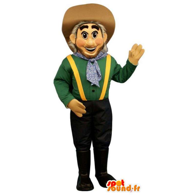 Mascot granjero en guardapolvos y sombrero grande - Campesino - MASFR003200 - Mascotas humanas