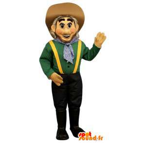 Mascotte de fermier en salopette et grand chapeau - Paysan - MASFR003200 - Mascottes Homme