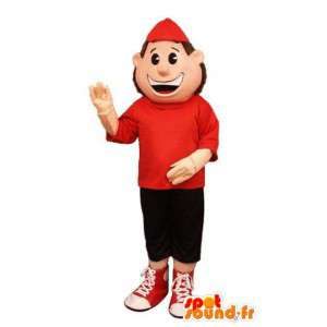 Mascot grande ragazzo vestito di rosso e nero  - MASFR003203 - Ragazze e ragazzi di mascotte