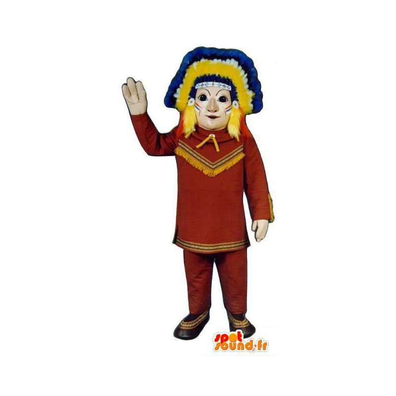 Fargerik indisk Mascot - Indian Chief Costume - MASFR003208 - Man Maskoter