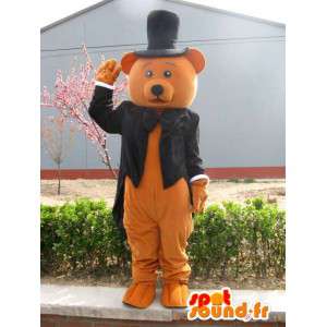 Hnědý medvěd maskot kostým - oblečený na svatbu - MASFR00248 - Bear Mascot