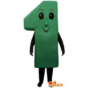 Maskot i form af et grønt nummer 1 - Kostume nummer 1 -