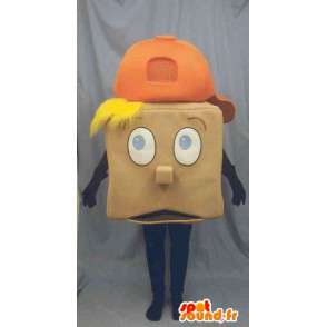 Firkantet maskot blonde gutten med en oransje topp - MASFR003234 - Maskoter gutter og jenter