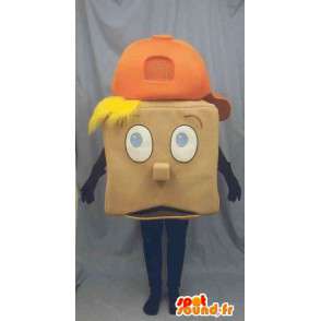 Loiro mascote quadrado com uma tampa cor de laranja - MASFR003234 - Mascotes Boys and Girls