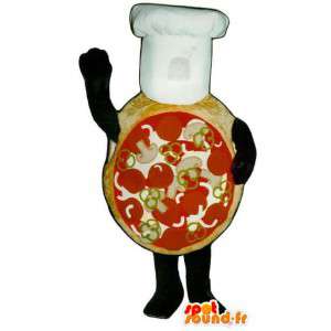 Mascotte de pizza géante - Costume de pizza avec une toque - MASFR003244 - Mascottes Pizza