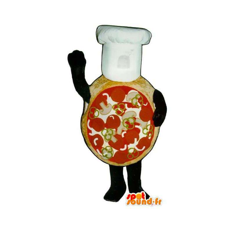 Kæmpe pizzamaskot - Pizza kostume med en kokkehue - Spotsound