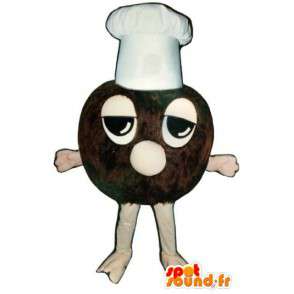 Mascot chocolade truffel met een witte hoed - MASFR003249 - mascottes gebak