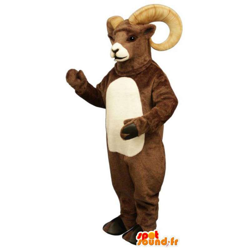 茶色と白の山羊のマスコット-茶色の雄羊の衣装-MASFR003255-山羊と山羊のマスコット