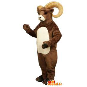 Hnědá a bílá koza maskot - hnědá ram Costume - MASFR003255 - Maskoti a Kozy Kozy