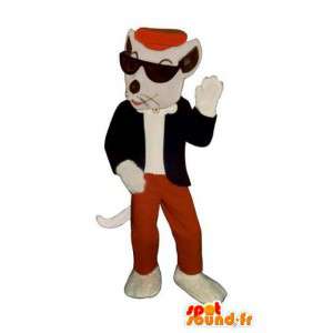 Rat mascot dressed in black and gray with a red beret - MASFR003264 - Pets pets