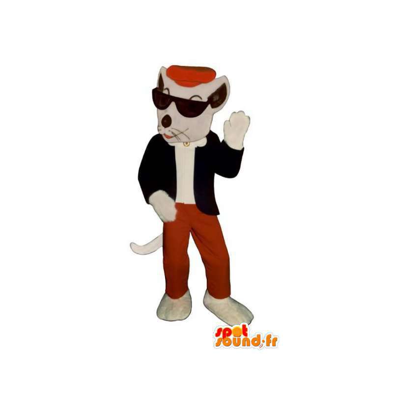 Rat mascot dressed in black and gray with a red beret - MASFR003264 - Pets pets