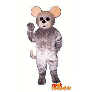 Mascotte de souris grise et rose, personnalisable - Souris grise - MASFR003265 - Mascotte de souris