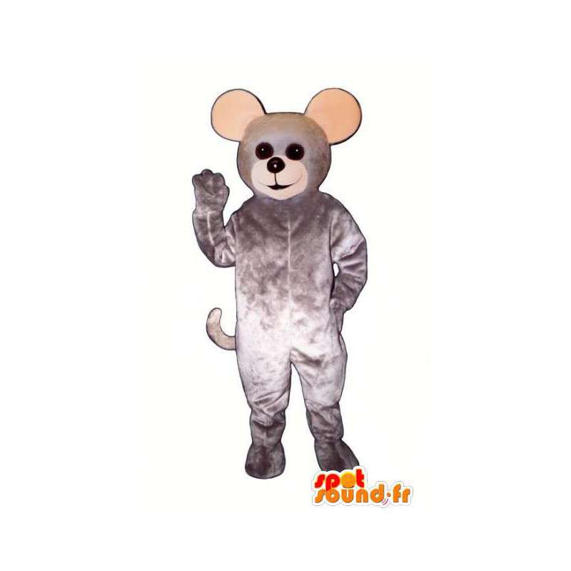 Maskottchen-grau und rosa Maus kundengerecht - Graue Maus - MASFR003265 - Maus-Maskottchen