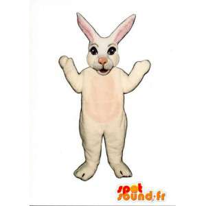 Maskottchen-weiß und rosa Kaninchen mit großen Ohren - MASFR003268 - Hase Maskottchen