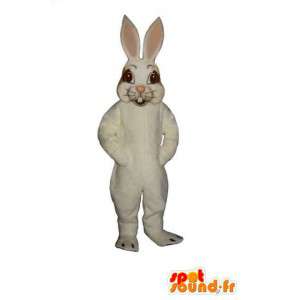 Biały królik maskotka i różowy z dużymi uszami - MASFR003272 - króliki Mascot