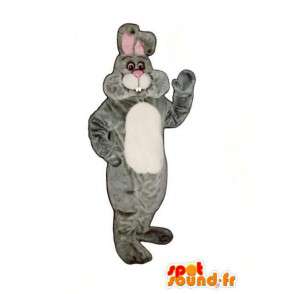 Gris de la mascota y el conejo de peluche blanco - Traje de Conejo - MASFR003273 - Mascota de conejo