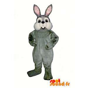 Gris de la mascota y el conejo de peluche blanco - Traje de Conejo - MASFR003274 - Mascota de conejo