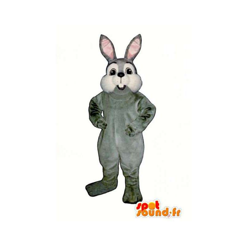 Gris de la mascota y el conejo de peluche blanco - Traje de Conejo - MASFR003274 - Mascota de conejo