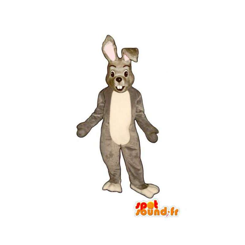 Gris de la mascota y el conejo blanco - Disfraz de conejo de la felpa - MASFR003276 - Mascota de conejo