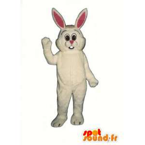Mascotte de lapin blanc et rose à grandes oreilles - MASFR003277 - Mascotte de lapins