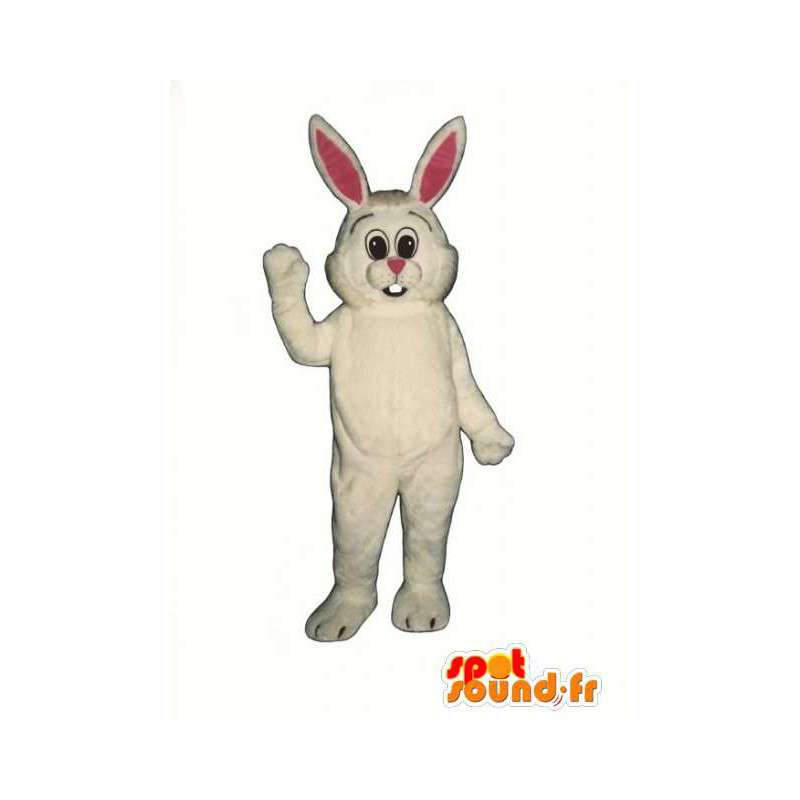 Biały królik maskotka i różowy z dużymi uszami - MASFR003277 - króliki Mascot