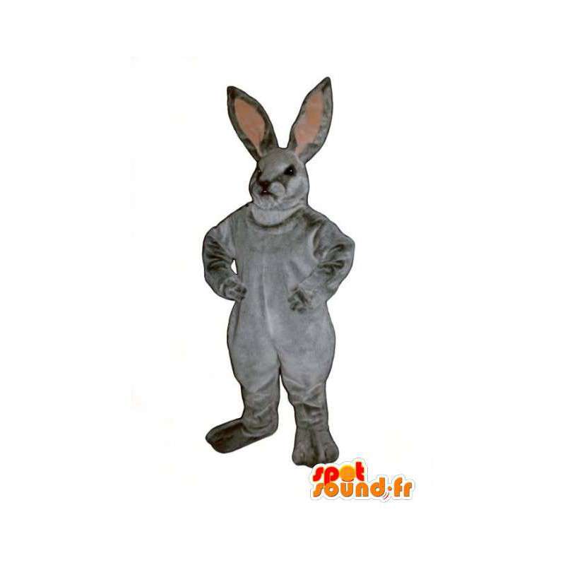 Grijs konijn mascotte en realistische roze - Konijnenpak - MASFR003278 - Mascot konijnen